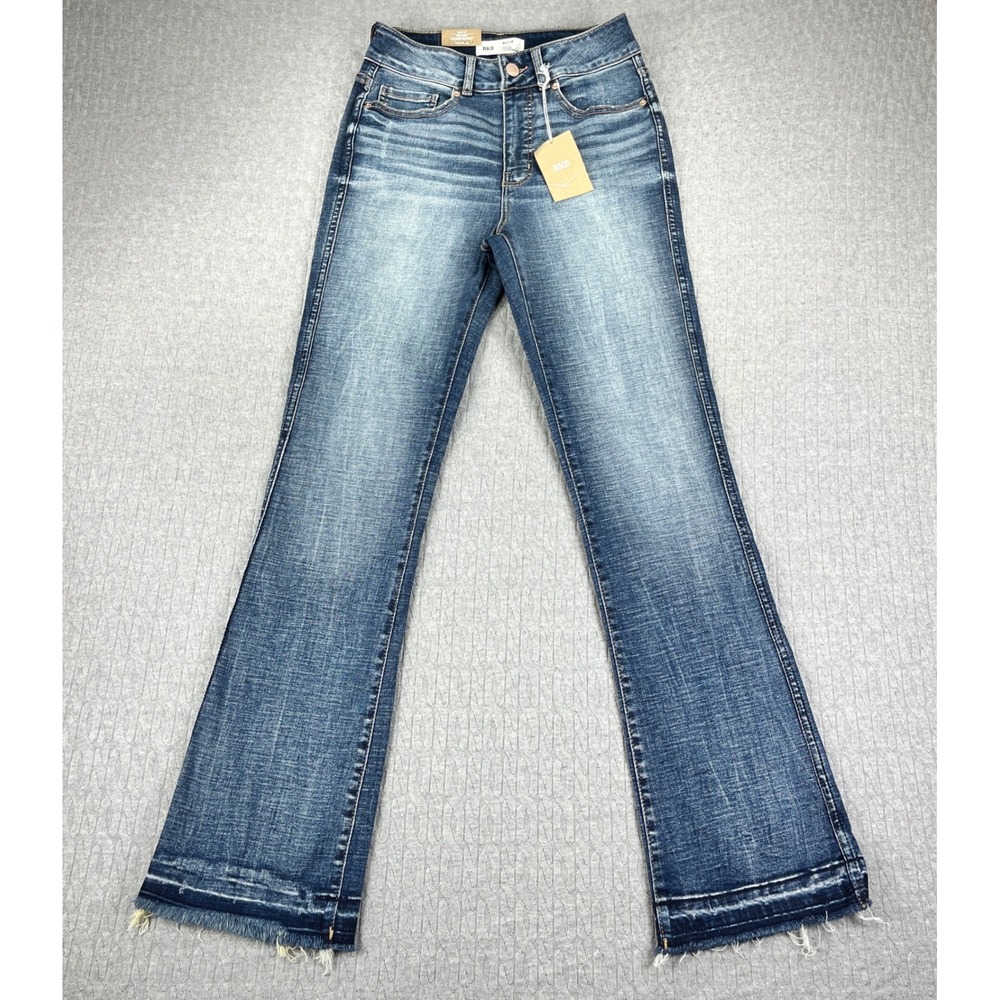 New BKE Billie Tailored Bootcut Jeans Women 27R Blue High Rise  Raw Hem